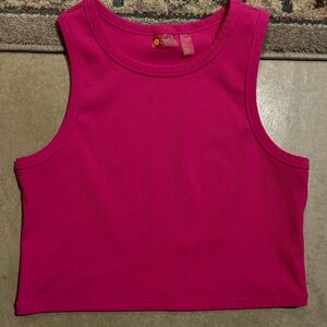 Zella Pink Ribbed Crop Tank Top